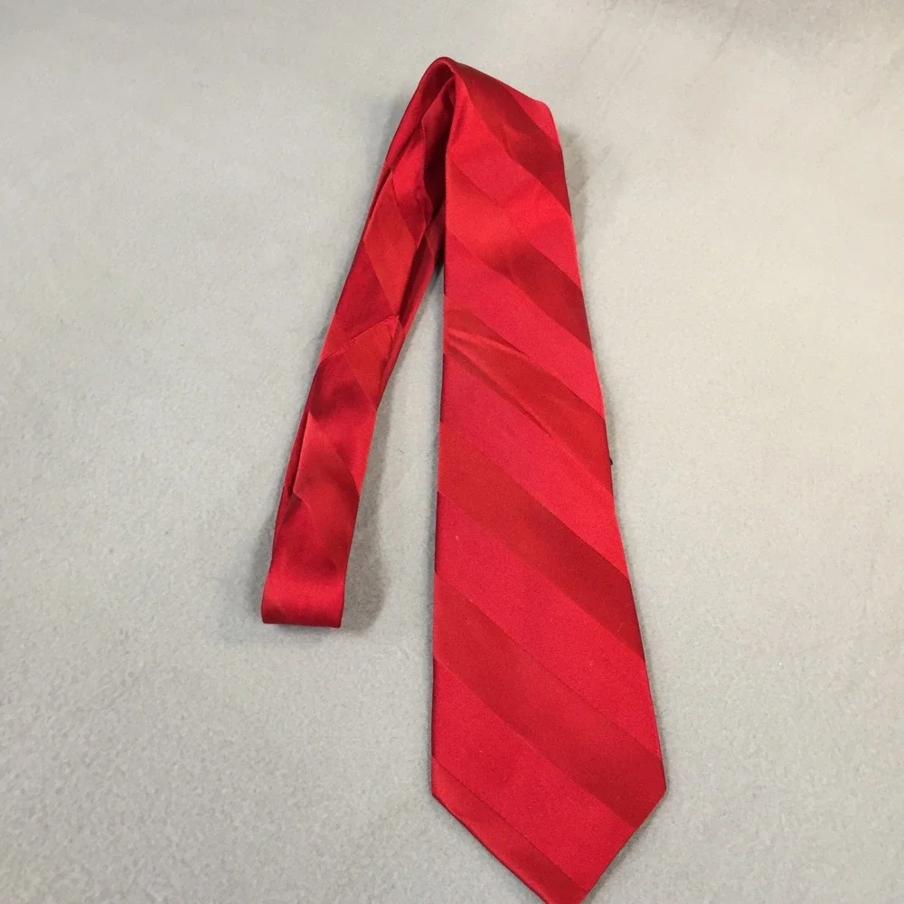 Stafford‎ Essentials Mens Red Tonal Diagonal Striped Silk Blend Necktie Tie